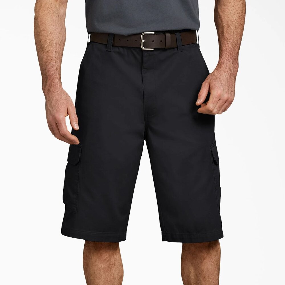 Dickies Black Khaki Work Loose Fit Stretch Cargo Shorts 36 waist NWOT
